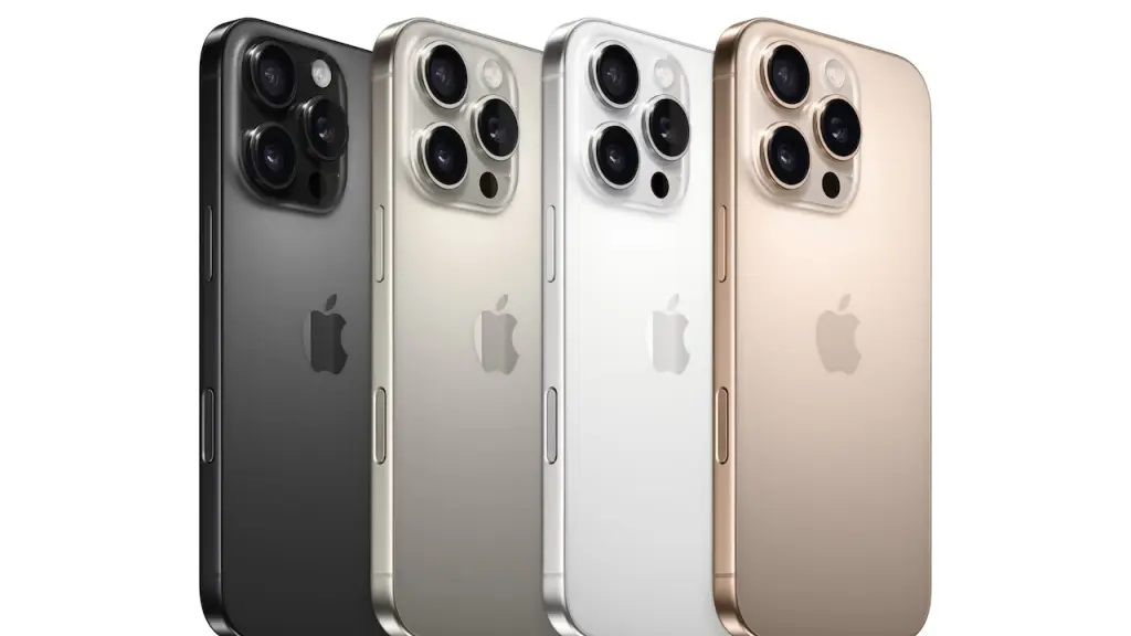 Los iPhone 16 Pro y el iPhone 16 Pro Max estarán disponibles en cuatro acabados: titanio negro, titanio natural, titanio blanco y titanio del desierto.  ,Apple
