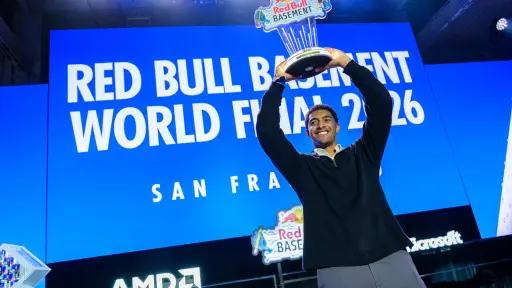 Winner, Darnell Adler celebrates at the Red Bull Basement World Final in San Francisco ,Ryan Taylor / Red Bull Content Pool
