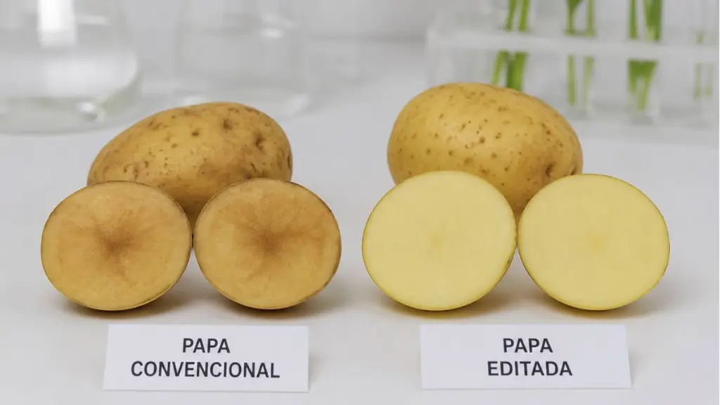 Una nueva papa editada genéticamente reduce el pardeamiento y las pérdidas a lo largo de la cadena productiva.  ,ChileBio